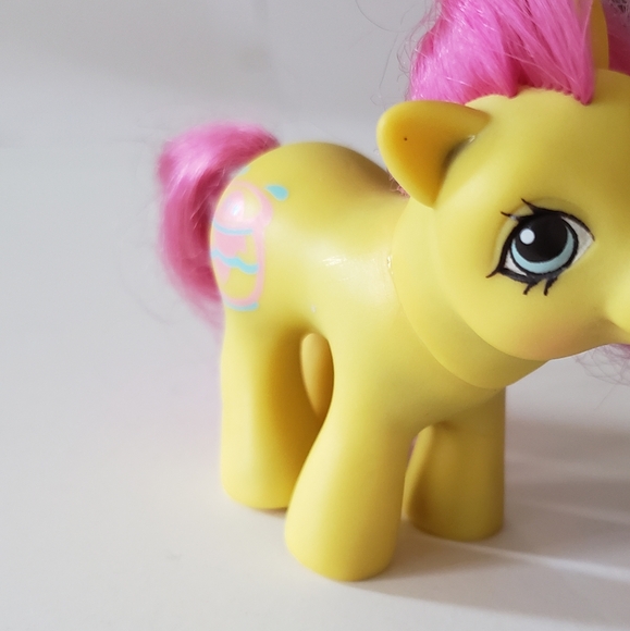 Vintage My Little Pony G1 Drink 'N Wet Pony Baby Flicker 1989 yellow Fish Bowl - Picture 5 of 8